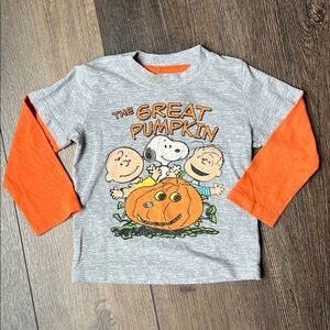 Peanuts Snoopy 18M 'The Great Pumpkin' Tee Shirt - Gray & Orange PLAY Condition